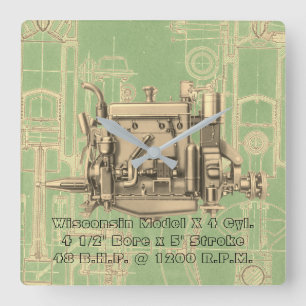 Horloge Carrée Wisconsin Moteur Milwaukee Wisconsin Moteur à gaz