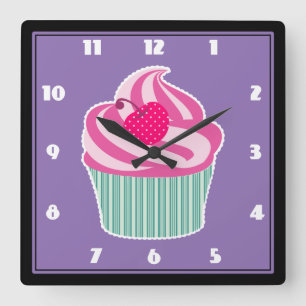 Horloge Carrée WIth Polka Dot Cherry