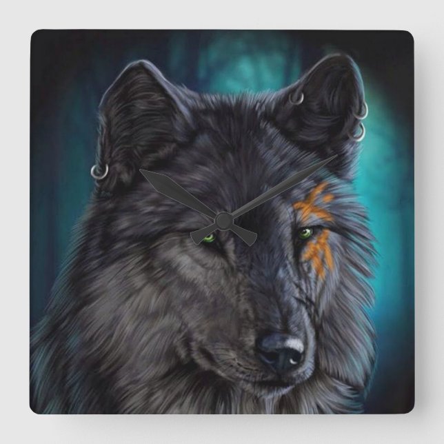 Horloge Carrée Wolf (Recto)