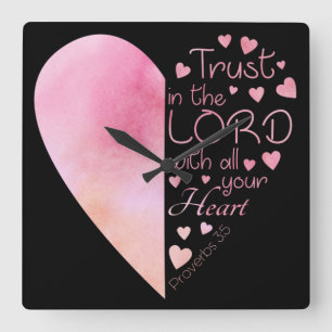 Horloge Carrée Women's Christian Heart Faith Trust in the Lord