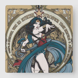 Horloge Carrée Wonder Woman Art Nouveau Panel