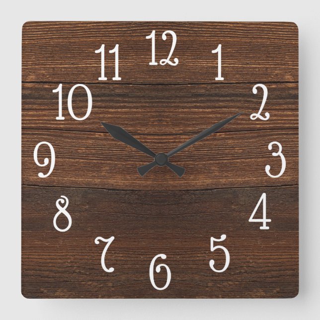 Horloge Carrée Wood Print Clock (Recto)