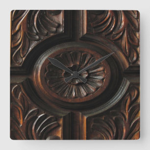 Horloge Carrée Wooden Carving Clock
