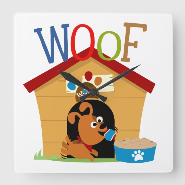 Horloge Carrée Woof Dog (Recto)