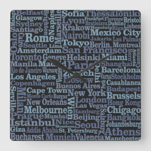 Horloge Carrée World Cities wall clocks