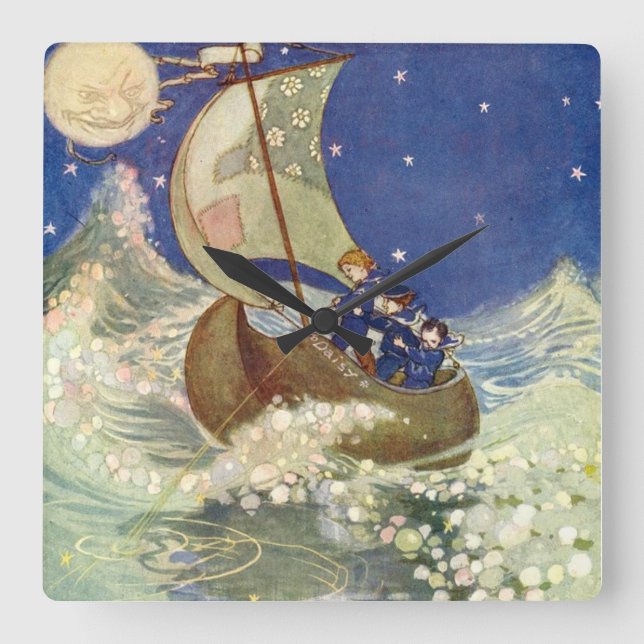 Horloge Carrée Wynken, Blynken et Nod (Recto)