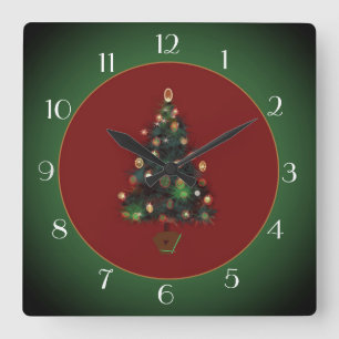 Horloge Carrée XmasTree Red /Green> Xmas Clock