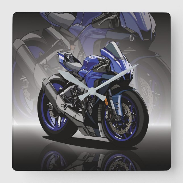 Horloge Carrée yamaha R1 with special background (Recto)