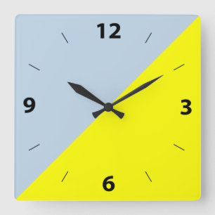 Horloge Carrée Yellow & Beau bleu Solid Color Background
