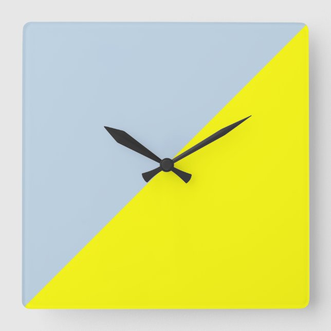 Horloge Carrée Yellow & Beau bleu Solid Color Background (Recto)