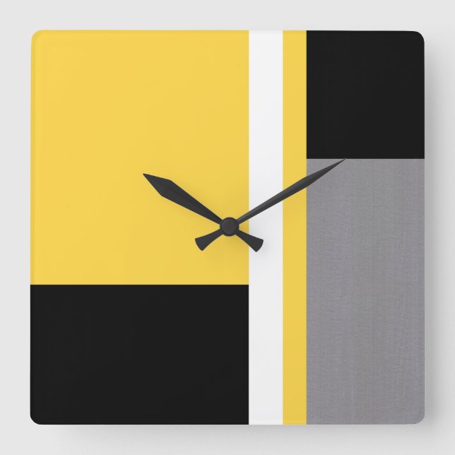 Horloge Carrée Yellow Gray Black and White (Recto)