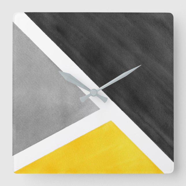 Horloge Carrée Yellow Gray White Watercolor (Recto)