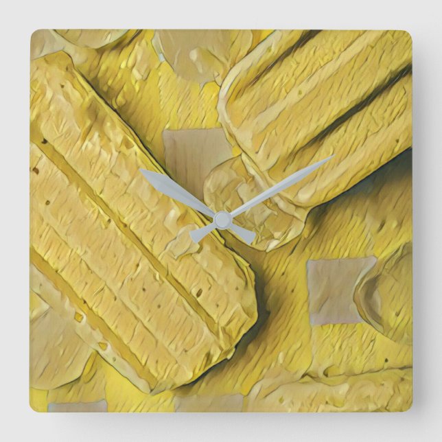 Horloge Carrée Yellow ice cream cone popsicle (Recto)