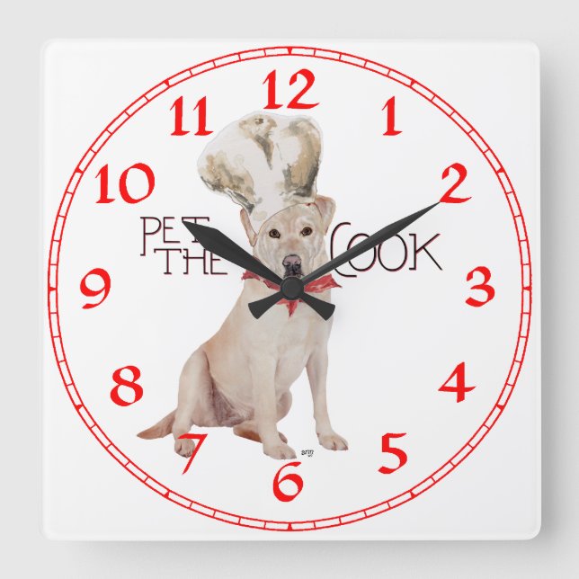 Horloge Carrée Yellow Labrador Retriever Chef (Recto)