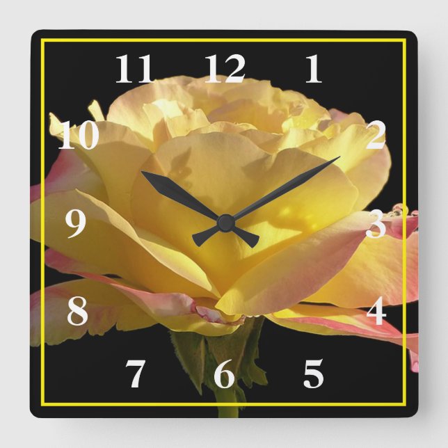Horloge Carrée Yellow Rose (Recto)