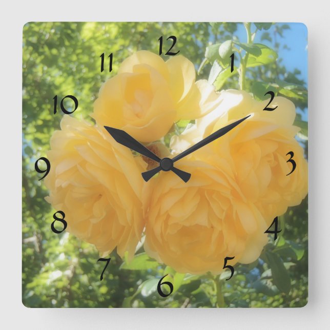 Horloge Carrée Yellow Roses (Recto)