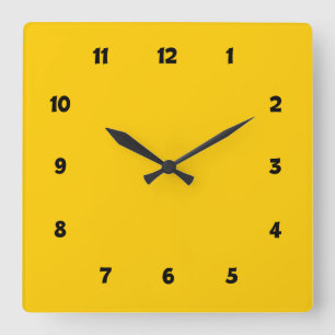 Horloge Carrée Yellow with Numbers