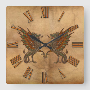 Horloge Carrée Yes Old Medieval Dragon Design