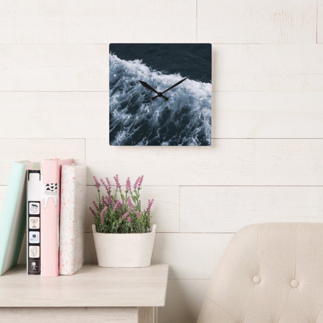 Horloge Carrée Yin Yang Ocean Glam 1 (Salle de lecture)