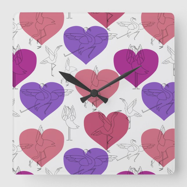 Horloge Carrée Yoga poses pattern | Yoga seamless pattern 2 (Recto)