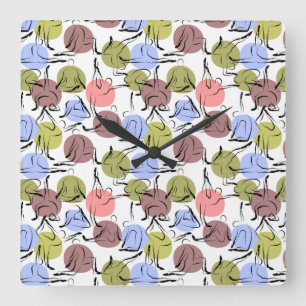 Horloge Carrée Yoga poses pattern   Yoga seamless pattern 25