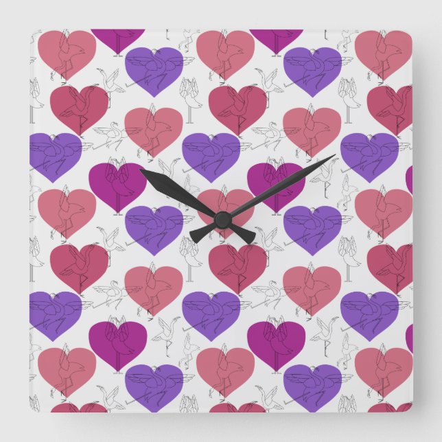 Horloge Carrée Yoga poses pattern | Yoga seamless pattern 3 (Recto)