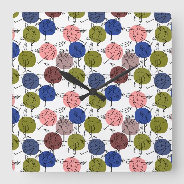 Horloge Carrée Yoga poses pattern | Yoga seamless pattern 34 (Recto)