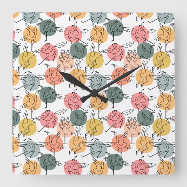 Horloge Carrée Yoga poses pattern | Yoga seamless pattern 37 (Recto)