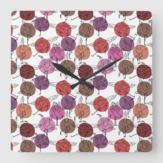 Horloge Carrée Yoga poses pattern | Yoga seamless pattern 40 (Recto)