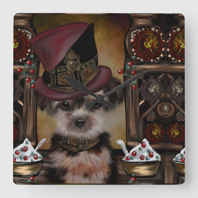 Horloge Carrée Yorkie Poo (Recto)