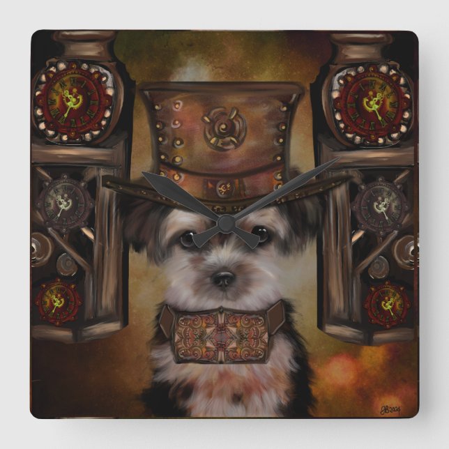 Horloge Carrée Yorkie Poo (Recto)
