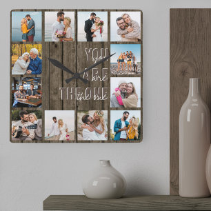 Horloge Carrée You are the One Quota 12 Photo Brown Wood