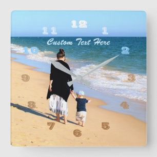 Horloge Carrée Your Own Design Photo Text Font Name The Best MOM