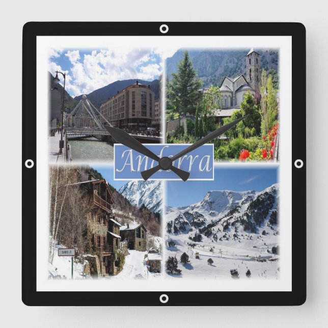 Horloge Carrée zAD003 ANDORRA, La Vella, mosaïque, (Recto)