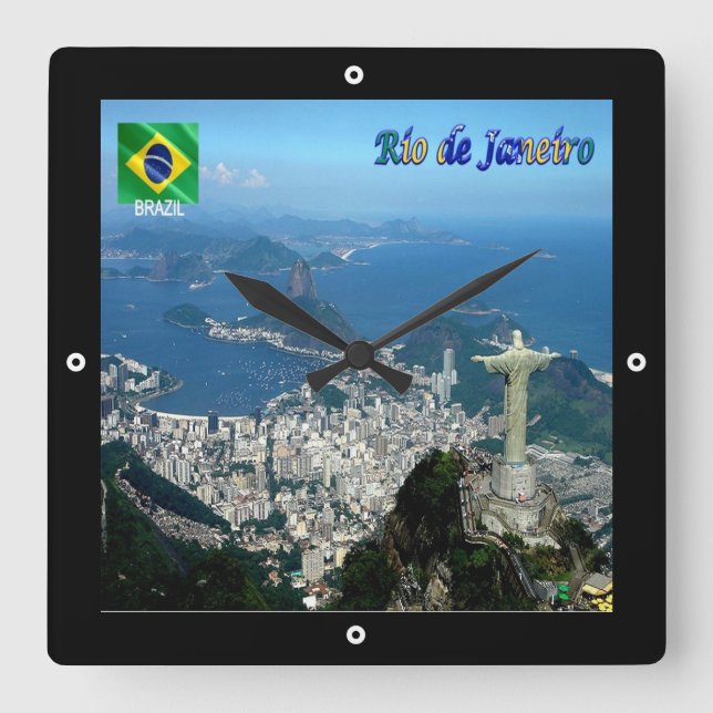 Horloge Carrée zBR023 panorama de RIO DE JANEIRO, Brésil, (Recto)