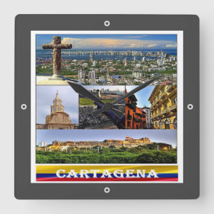 Horloge Carrée zCO07 CARTAGENA mosaïque, Colombie,