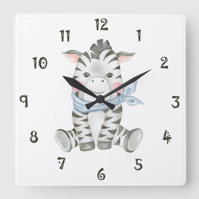 Horloge Carrée Zeb The Zebra Wall Clock (Recto)