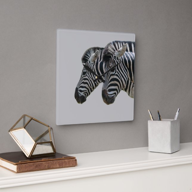 Horloge Carrée Zebra Heads (Bureau)