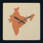 Horloge Carrée Zest Spice Moods Inde<br><div class="desc">Plan de l'Inde dans la palette de couleurs Spice Moods d'Emporio Moffa.</div>