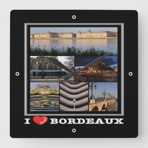 Horloge Carrée zFR135 BORDEAUX "I Love", France,