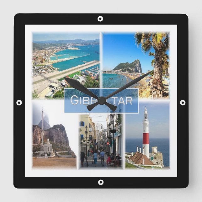 Horloge Carrée zGI004 GIBRALTAR, Europe, (Recto)