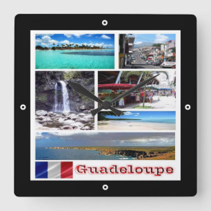 Horloge Carrée zGP003 mosaïque de GUADELOUPE, Caraïbes,