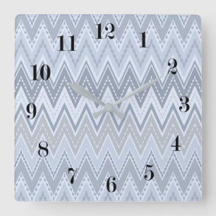 Horloge Carrée Zigzag bleu clair