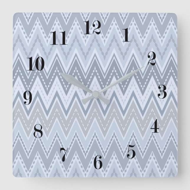 Horloge Carrée Zigzag bleu clair (Recto)