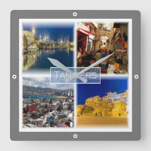 Horloge Carrée zMA012 TANGER, Mosaïque, Maroc, Afrique,