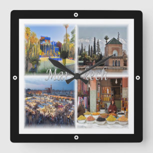 Horloge Carrée zMA017 Marrakech mosaïque, Maroc, Afrique,