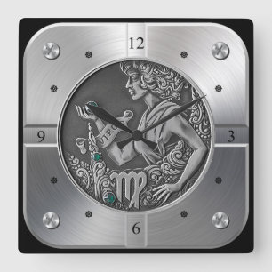 Horloge Carrée Zodiac ~ Virgo ~ Celestial ~ Astrologie occidental