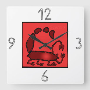 Horloge Carrée Zodiaque Sign Scorpio Wall Clock
