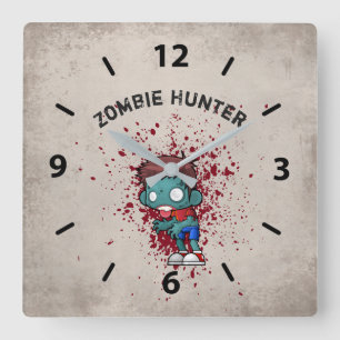 Horloge Carrée Zombie Hunter with Blood Splatter Creepy