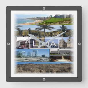 Horloge Carrée zPE008 mosaïque de LIMA au Pérou, en Amérique,